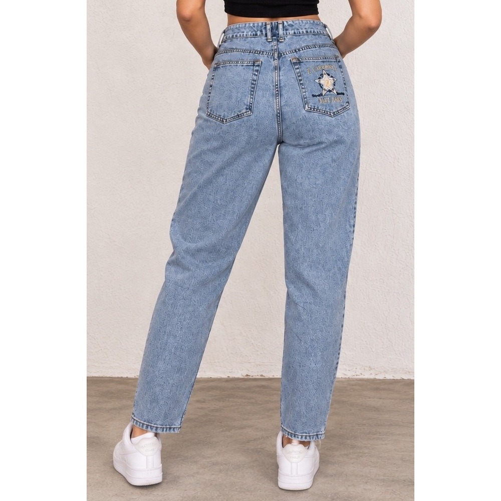 Z Cavaricci Womens 80s Vintage High Rise Embroidered Pocket Jeans Sz 32 Long USA